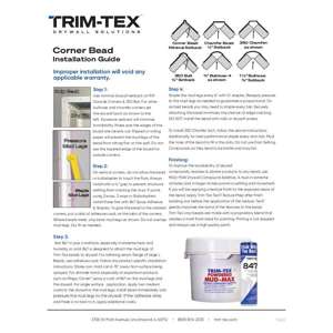 Preview of General Corner Bead Installation Instructions